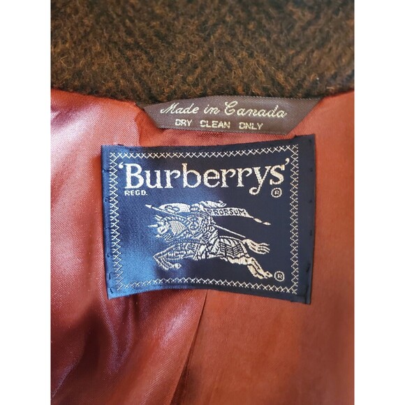 Vintage Burberrys Long Coat Womens Rust & Black Wool Cashmere Size 14R - Picture 14 of 16